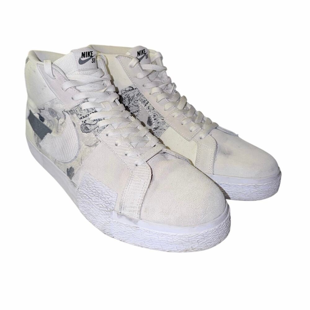 Nike SB Blazer Mid Premium Paisley Floral Sz 15 DM0859-100 White Suede Sneakers